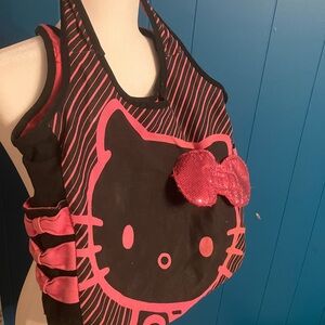 Y2k Hello Kitty Striped Pink and Black Bag